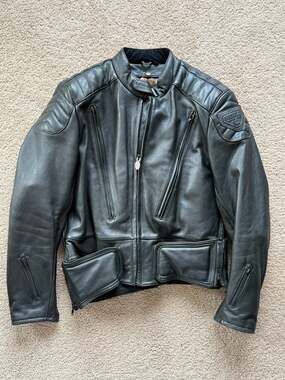Black Firstgear by Hein Gericke Leather Motorcycle Jacket Sz 48